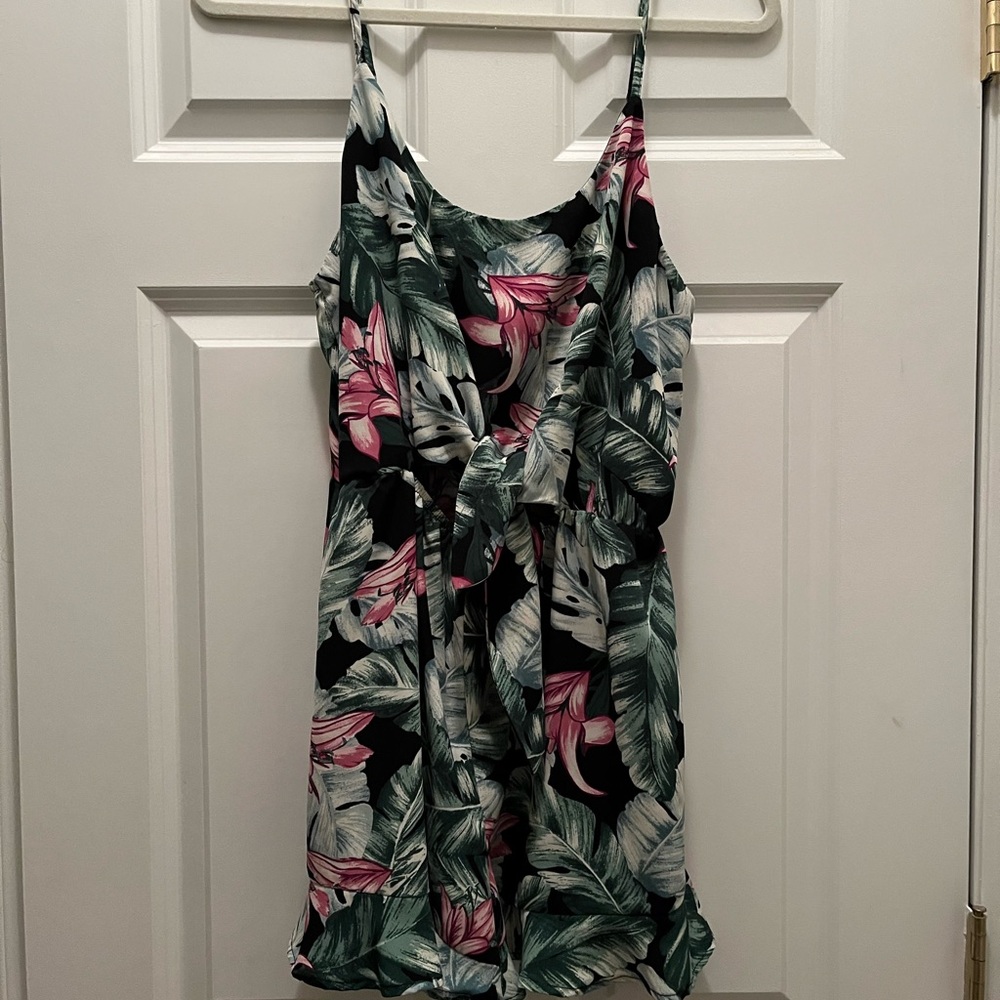 Tropical Floral Print Romper